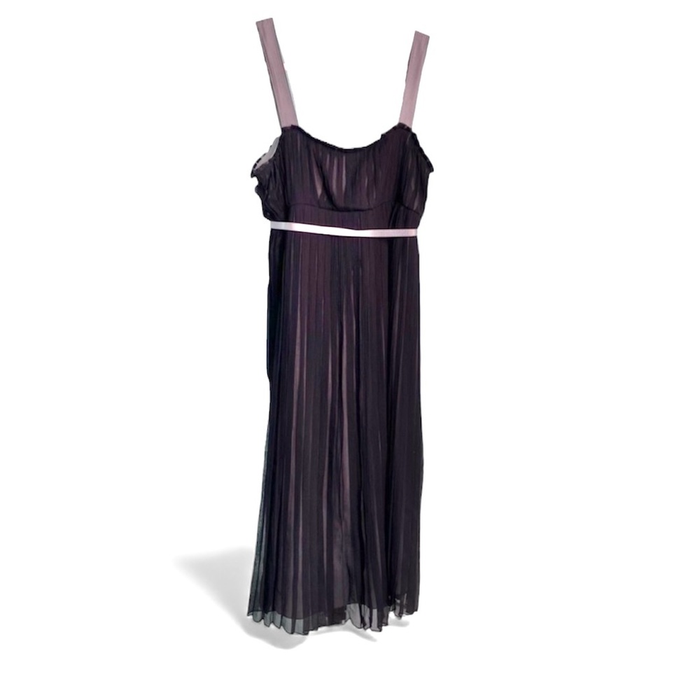 Mimi Maternity Silk Black Pleated Dress - Picture 1 of 11